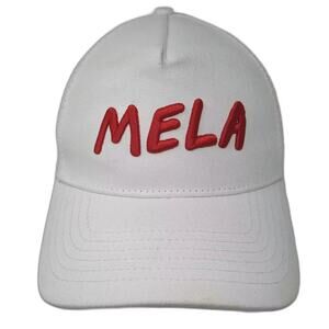 MELA Trucker Hat White Red OS Embroidered Watermelon Mesh Snapback Adjustable